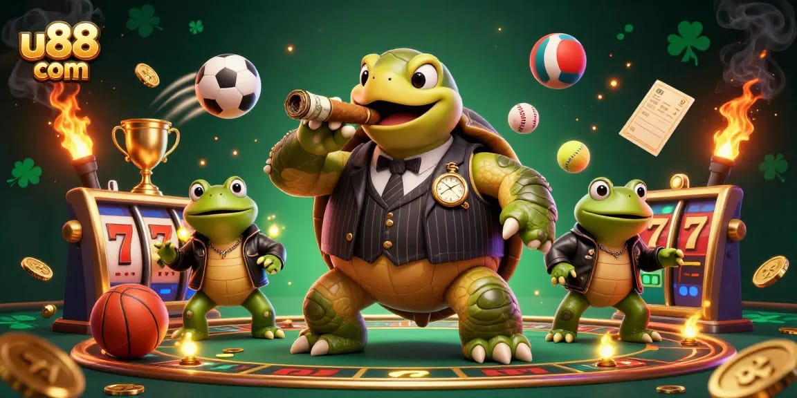 Win big with u88 com in this vibrant 3D casino scene featuring dynamic characters and exciting elements.