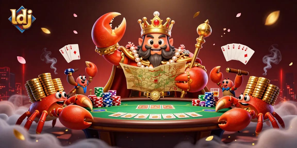 Experience the excitement of online gaming at ldj with a vibrant 3D casino scene featuring a golden crab emperor.