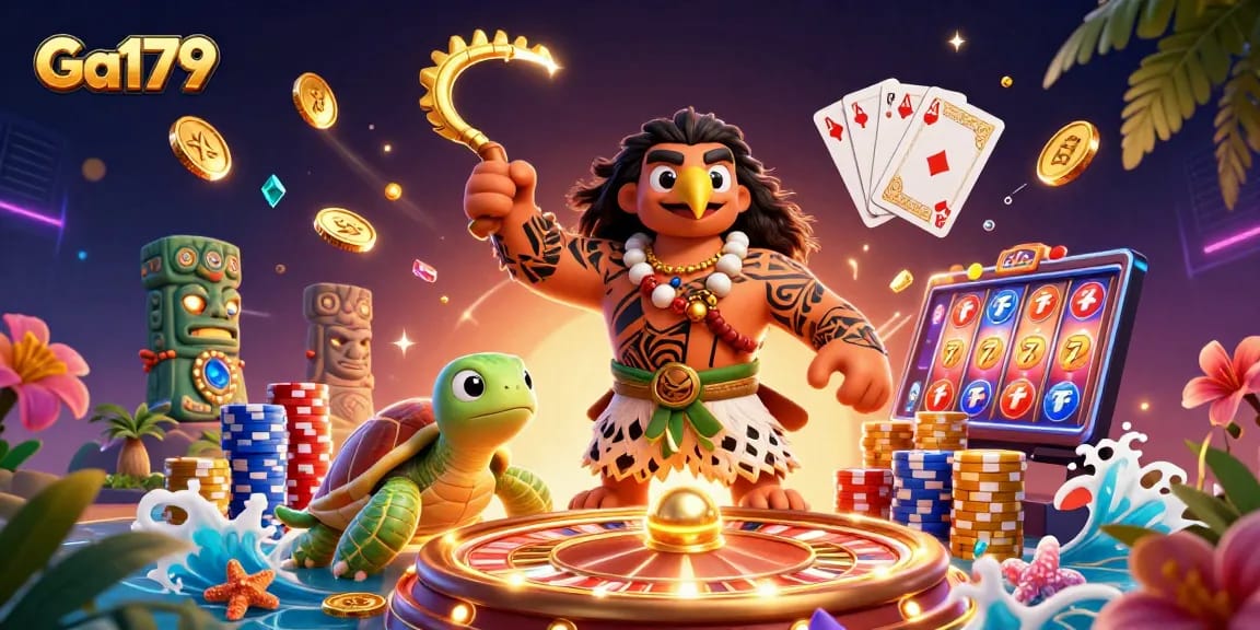Experience thrilling gameplay with Ga179 in this vibrant casino illustration.