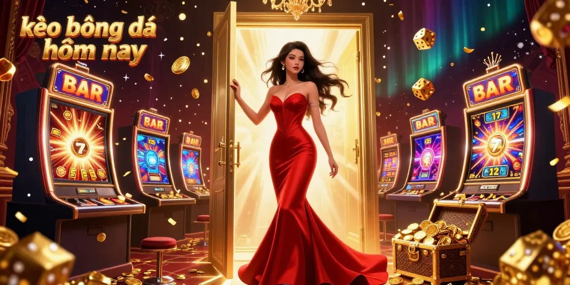 Engage with kèo bóng đá hôm nay, witnessing thrilling moments in an ultra-detailed casino scene.