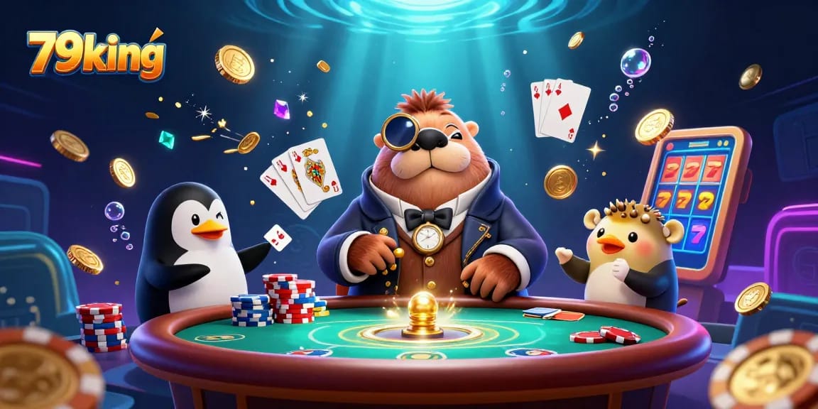 Experience the fun of 79king with a vibrant underwater poker scene featuring unique characters.