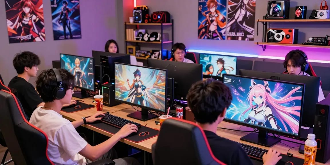 Gamers enjoying real ecchi games in a vibrant online gaming community.