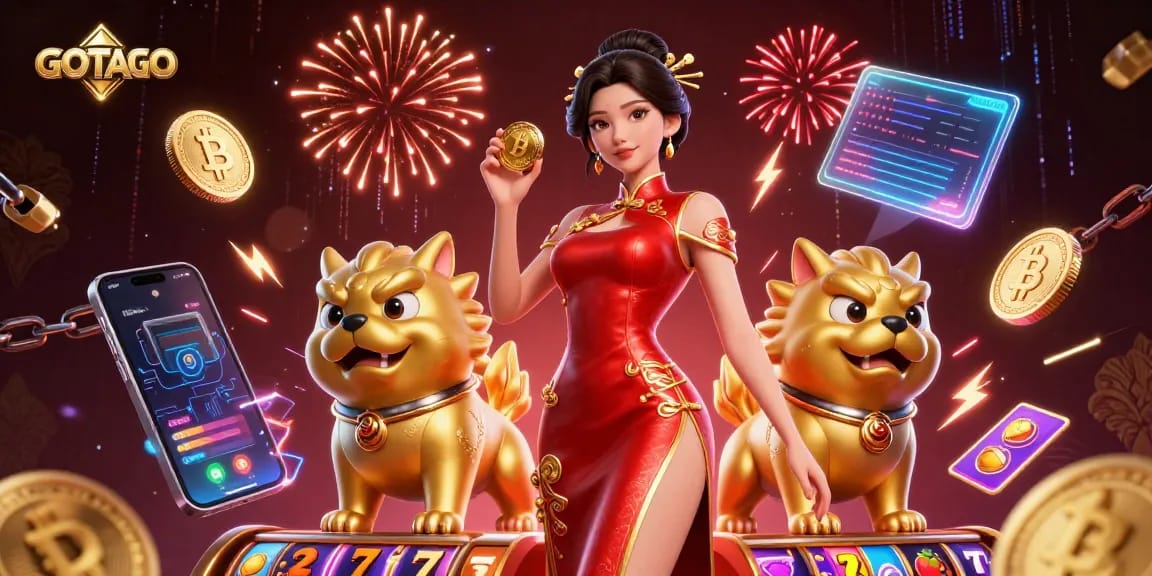 Berinteraksi dengan slot GOTOTO yang menampilkan karakter 3D yang hidup, gulungan yang mendebarkan, dan elemen kasino yang dinamis.