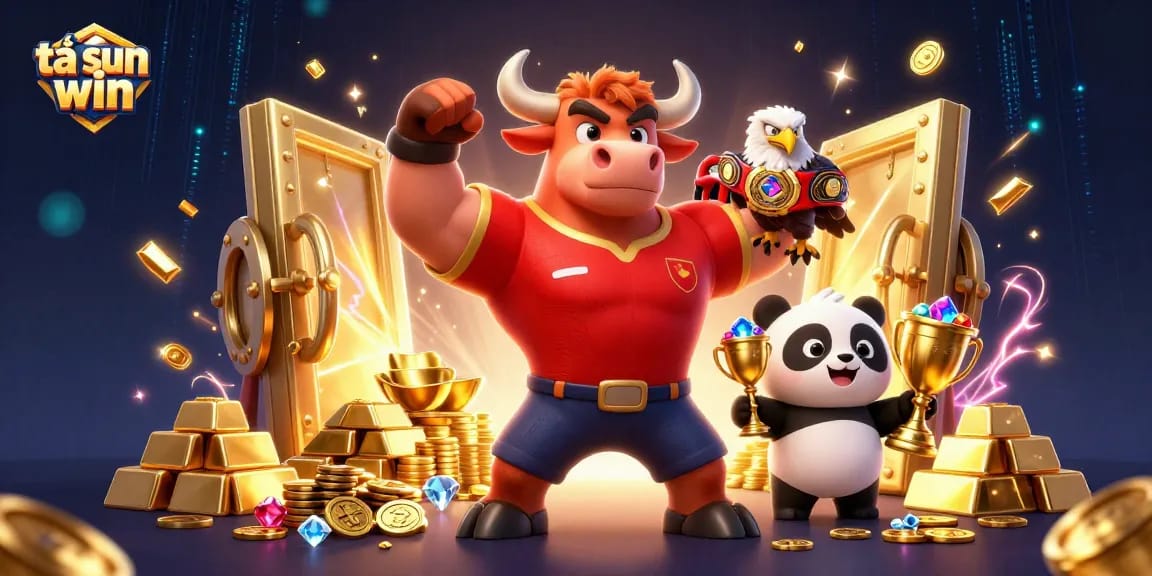 Win big with tải sun win in this vibrant 3D casino scene featuring dynamic characters and treasures.