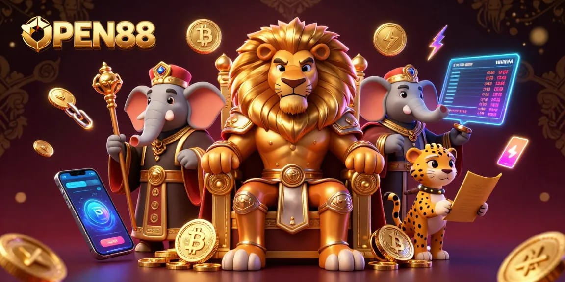 Engage with OPEN88's vibrant online gaming world filled with excitement and crypto elements.