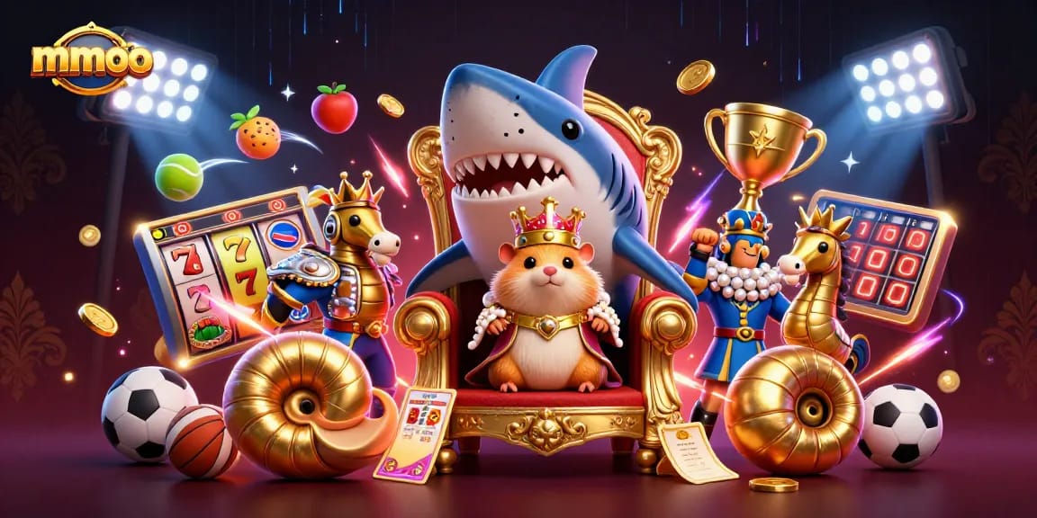 Experience slot gaming thrills with mmoo, featuring a dynamic scene of golden hamster royalty and jackpot elements.