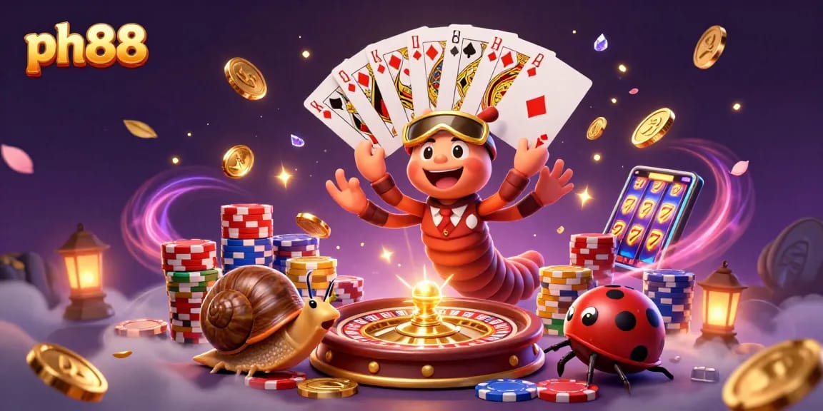Experience the thrill of ph88 with its vibrant 3D casino scene featuring unique game elements and charming characters.