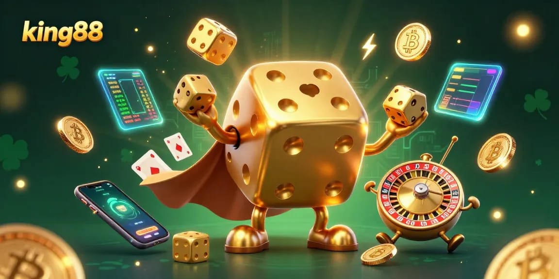Experience king88's vibrant gameplay with a dynamic 3D casino scene showcasing unique characters and immersive features.