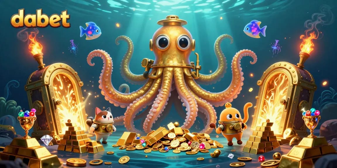 dabet engages players with a thrilling underwater adventure, featuring a colossal kraken and treasure.