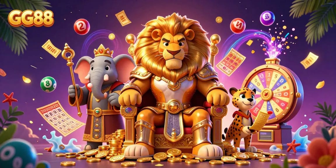 Experience the vibrant GG88 world as the lion king rules the digital casino kingdom with games and prizes.