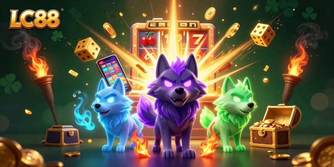 Win big with LC88, featuring thrilling slot machines and captivating ghostly wolves.