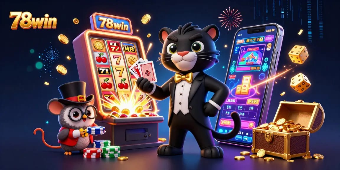 Experience thrilling wins at 78win with our cartoon characters as they deal cards and celebrate jackpots.