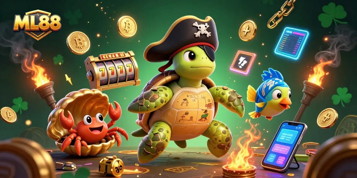 Engage in thrilling gameplay at ML88 with vibrant characters and casino elements in a 3D pirate adventure.