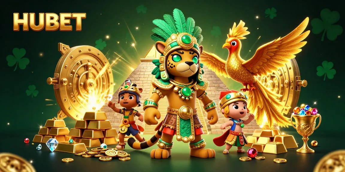 Experience the excitement of winning with HUBET and discover legendary treasures in this engaging 3D casino illustration.