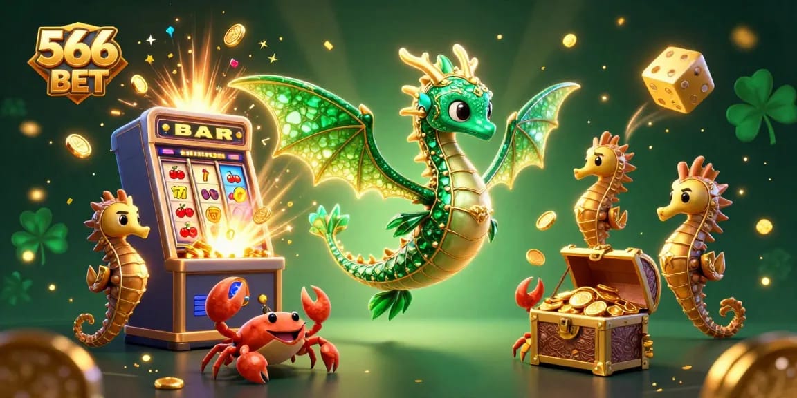 Engage with 566BET's thrill through a vivid slot machine explosion amidst magical sea creatures.