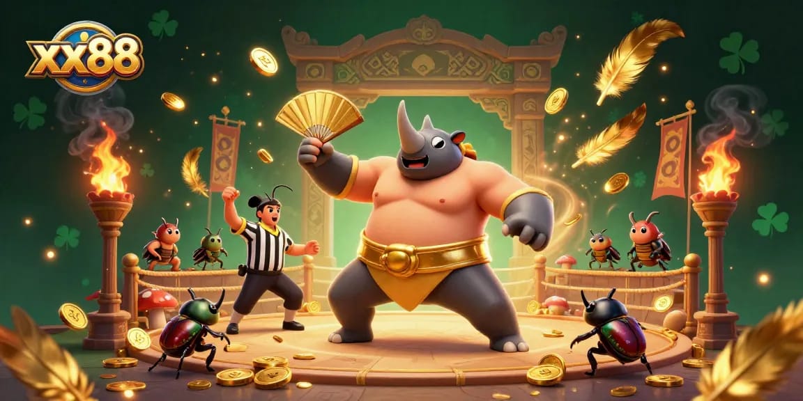 Experience thrills with the xx88 betting arena, as a rhinoceros beetle champion stomps gold coins.