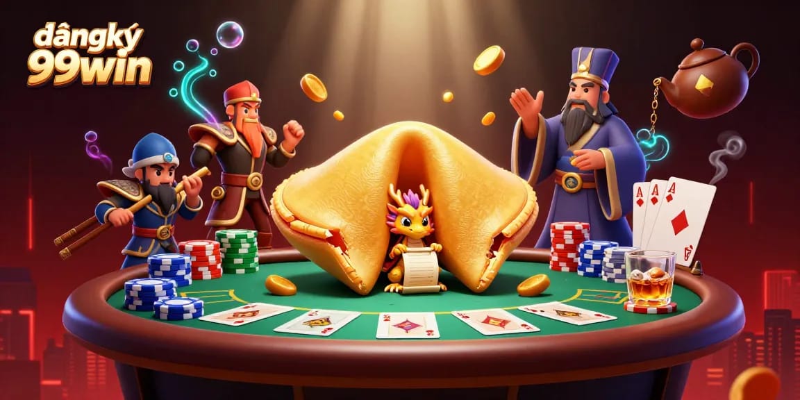 Engage with đăngký 99win through a vibrant 3D casino scene illustrating dynamic poker elements and fortunes.