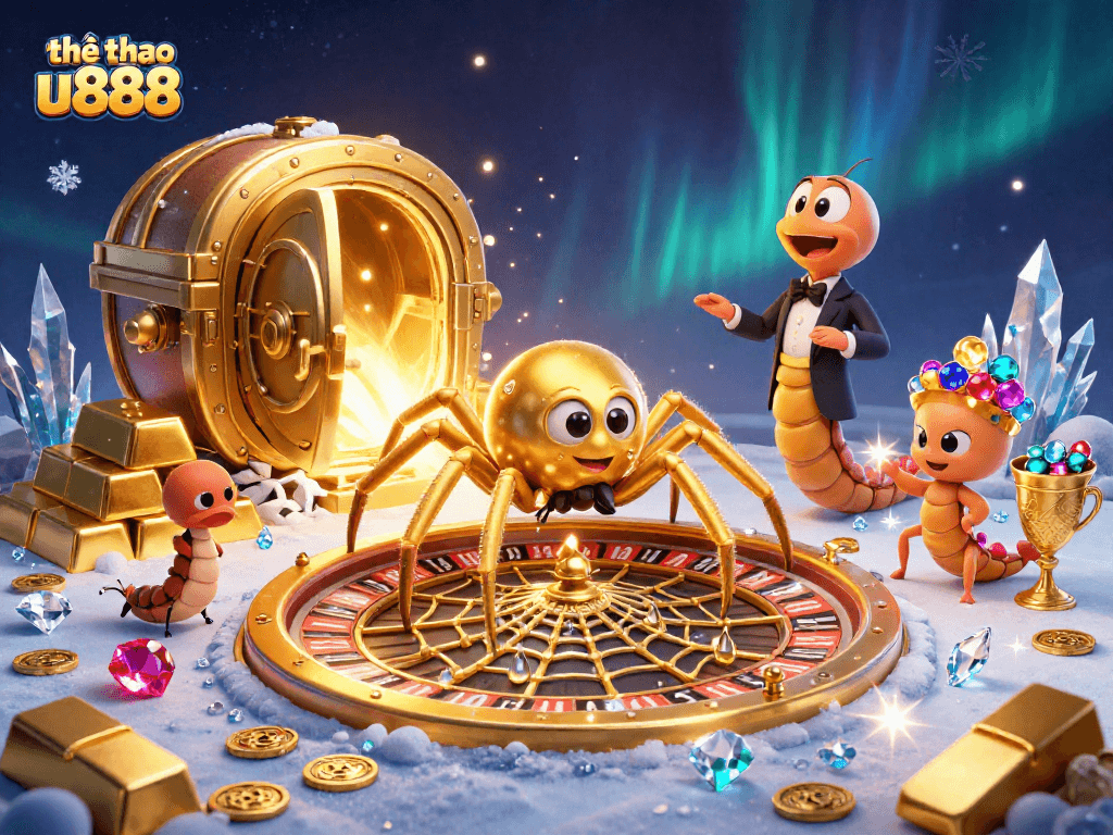 Engage in thrilling thể thao u888 action as a golden spider spins its lucky roulette web.