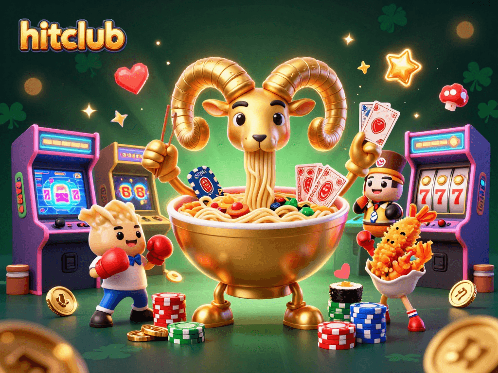 Experience hitclub with a vibrant 3D casino scene featuring cartoon characters and gaming elements.