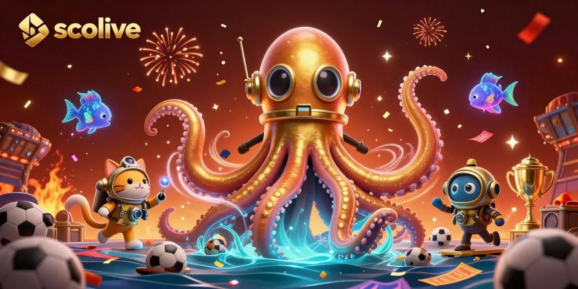 Socolive features exciting sports betting with vibrant stadium elements and a dynamic kraken scene.