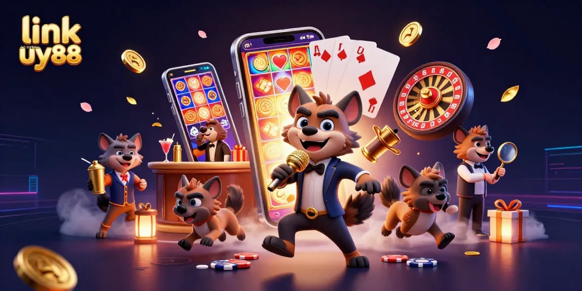 Experience exhilarating gameplay at link truy cập trang chủ uy88 with dynamic hyena characters in a vibrant casino scene.