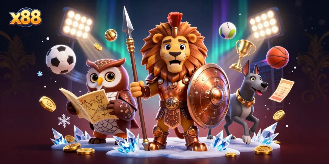 Experience thrilling betting strategies with x88's dynamic gaming characters and action-packed visuals.