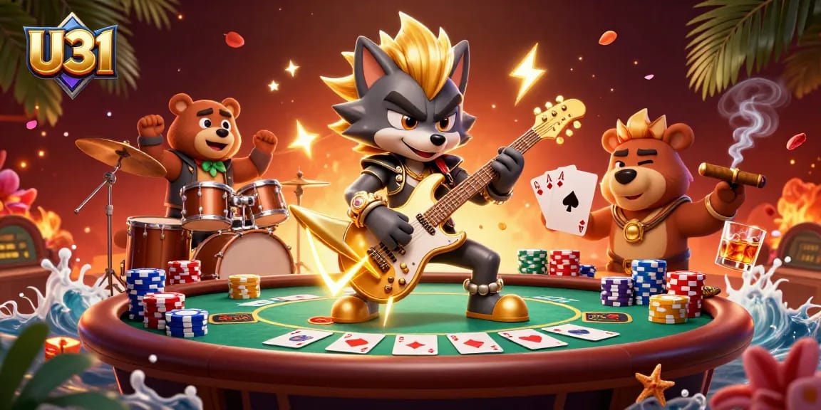 Experience thrilling U31 gaming action featuring lively characters and vibrant casino elements.