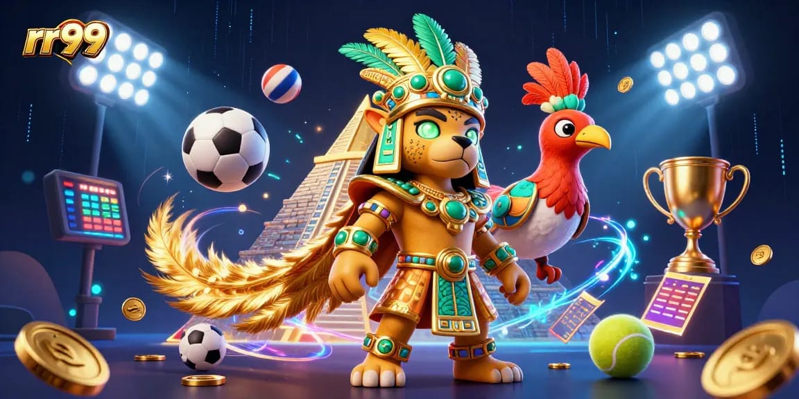 Spin the reels for thrilling wins on rr99's online casino platform, featuring vibrant gaming elements and characters.