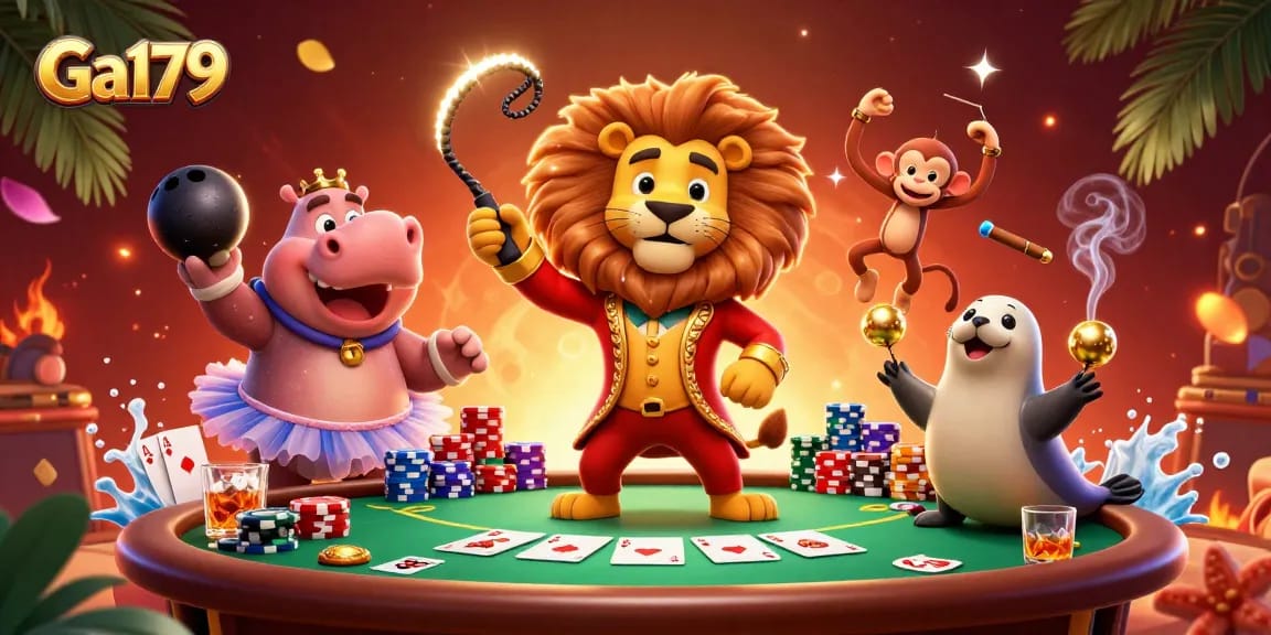 Engage in thrilling action at Ga179, featuring a vibrant 3D casino scene with iconic playful characters.