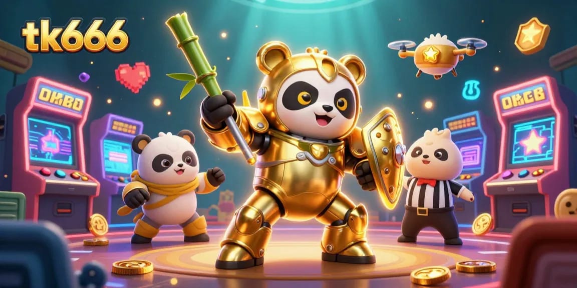Experience thrilling gameplay at tk666 with a 3D golden panda in a vibrant casino scene.