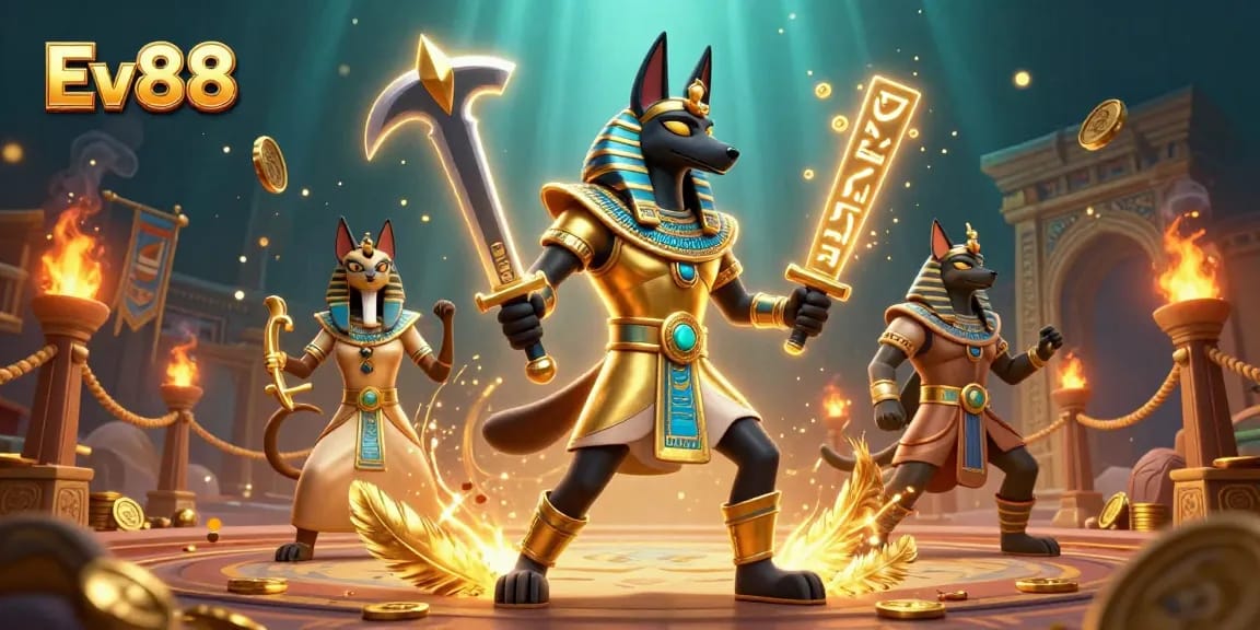 Experience thrilling gameplay with Ev88, featuring vibrant 3D elements in a rich casino-themed scene.