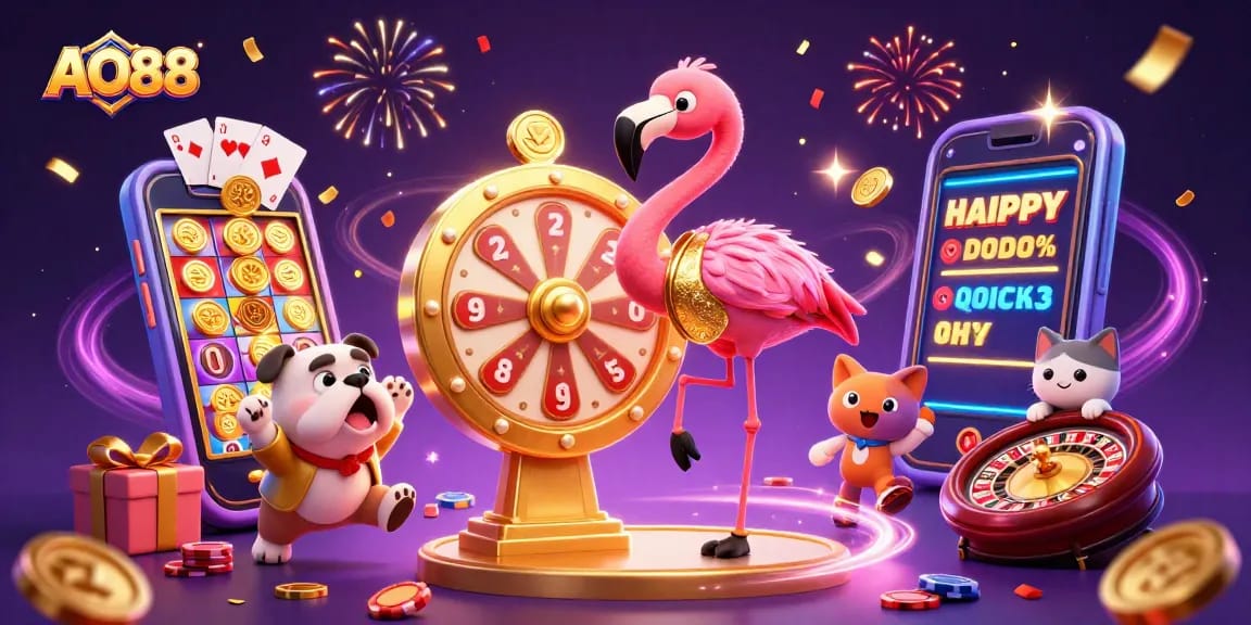 Celebrate with thrills at AO88's vibrant casino games featuring flashy prizes and exciting gameplay.