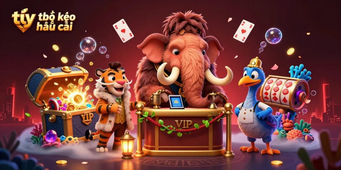 Engage with tỷ lệ kèo nhà cái through a vibrant casino scene featuring unique characters and elements.