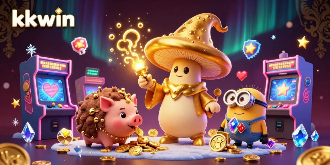 Engage with the thrilling world of kkwin, where a wizard and treasure-hunting pig create a dynamic casino scene filled with game elements.