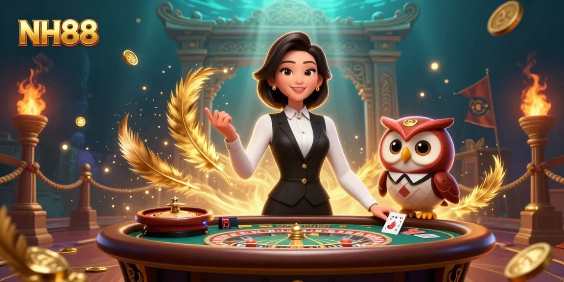 Experience live casino action at NH88 with expert dealers and exquisite game elements.
