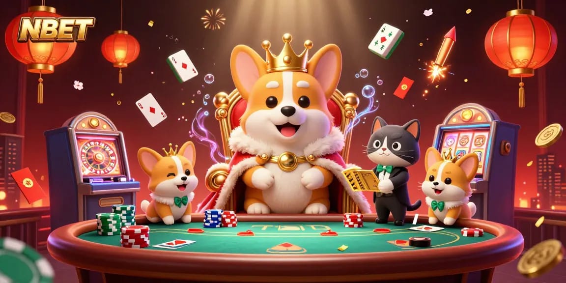 Experience the thrill of NBET casino gaming with vibrant characters and action-packed elements in a dynamic scene.