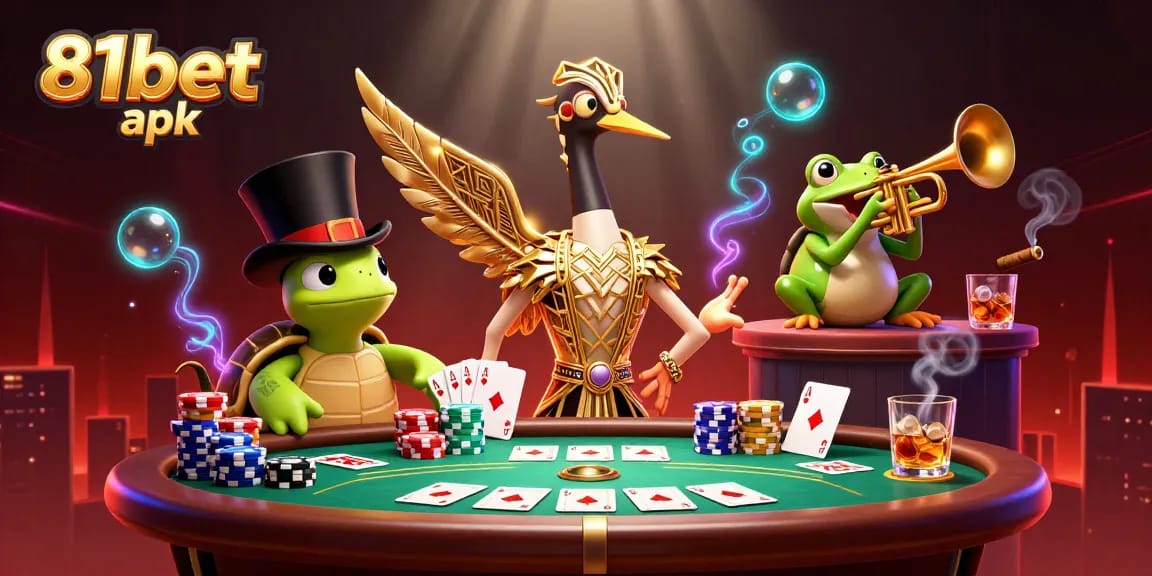 Enjoy thrilling gameplay with 81bet apk at a vibrant casino scene featuring unique characters.