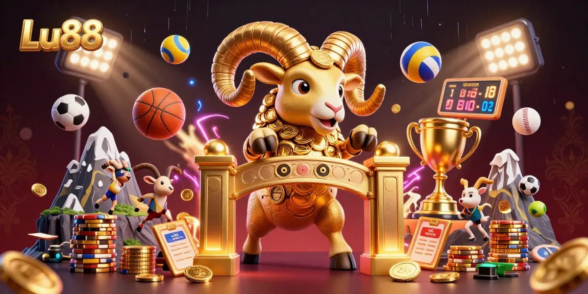 Experience thrilling gameplay with Lu88 in an action-packed, vibrant casino illustration.