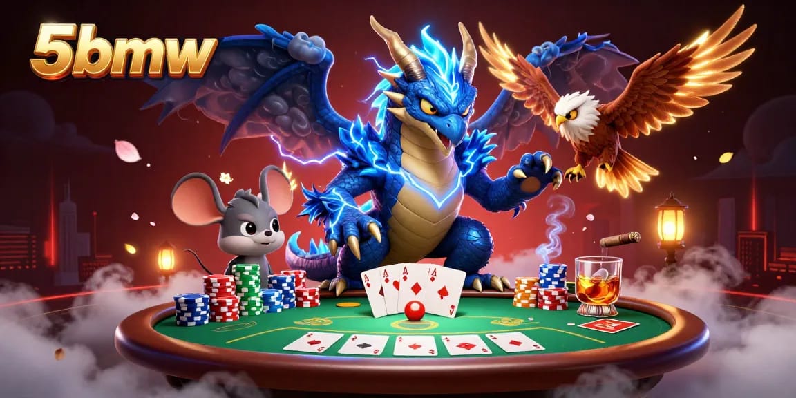 Engaging scene depicting 5bmw poker action with mythical characters and vibrant gaming elements.