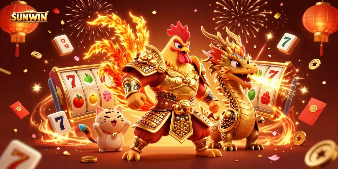 SUNWIN characters engaging in exciting casino play with vibrant elements and dynamic action