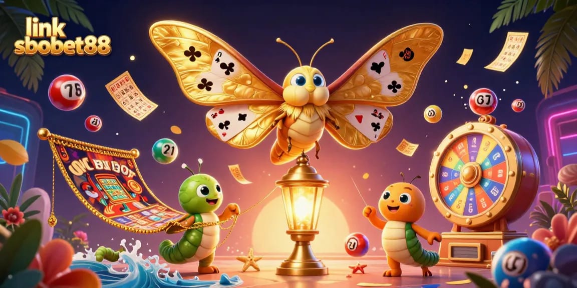 Engage in thrilling bets at link sbobet88 with a vibrant and dynamic casino-themed illustration.