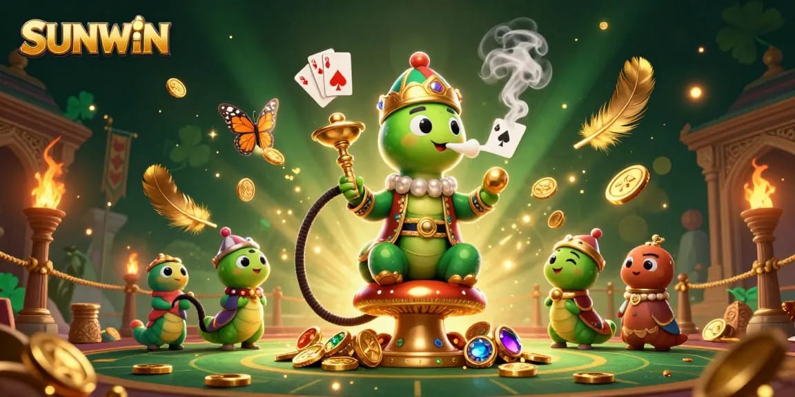 SUNWIN's vibrant gaming adventure, where a caterpillar master enthrones in wealth and luck.