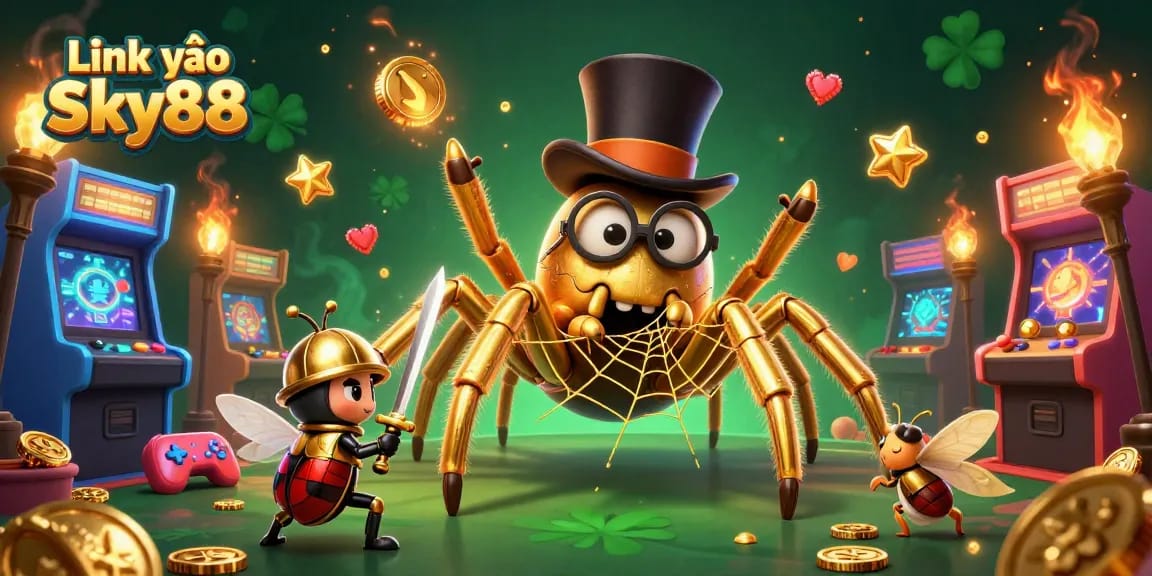 Experience fun and excitement as you access Link vào Sky88 with vibrant casino visuals and character encounters.