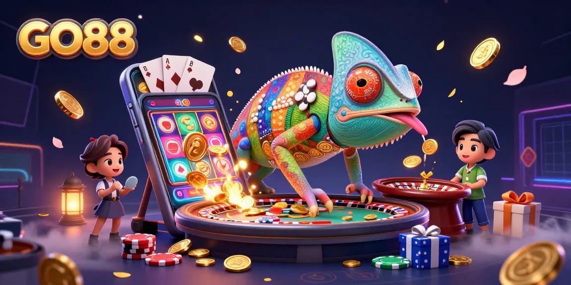 Experience thrilling gameplay at GO88 casino with vibrant characters and exciting game elements.