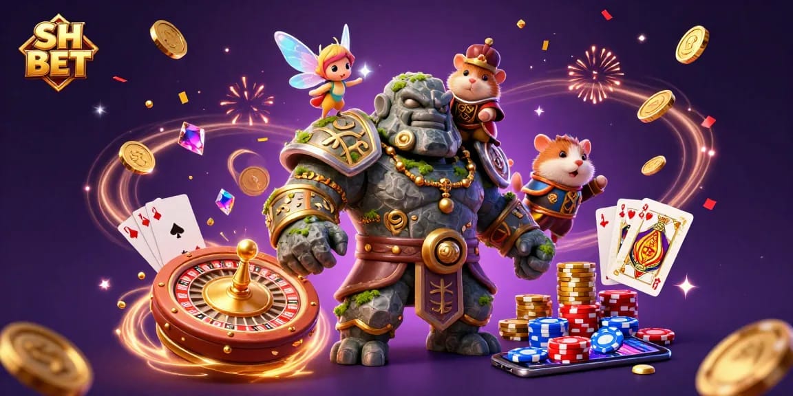 Engage with the exciting world of SH BET through a vibrant 3D scene depicting a magical casino adventure.