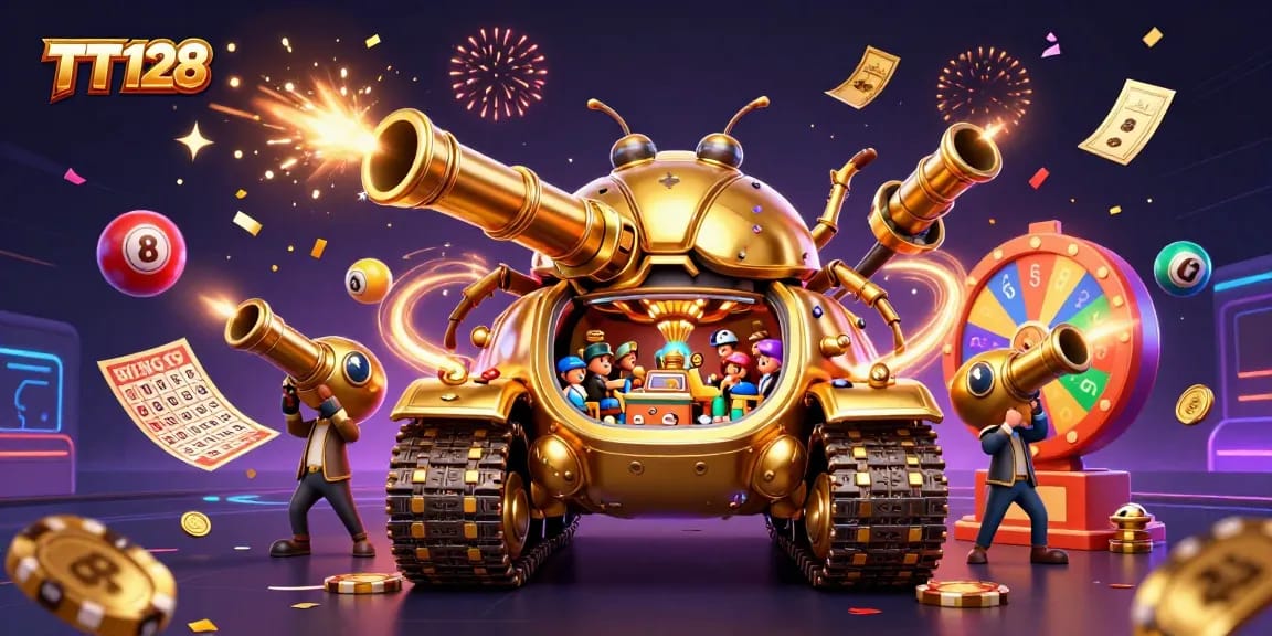 Engage in thrilling gaming at TT128 with a vibrant casino jungle scene in 3D.