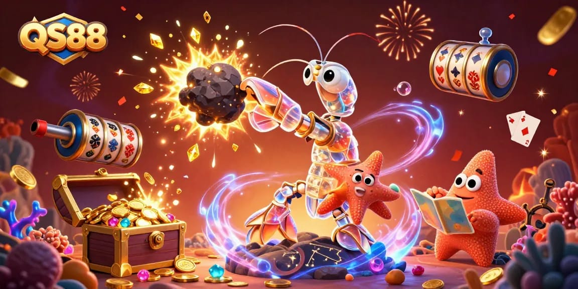 Experience thrilling gameplay at QS88 with vibrant galactic characters amidst explosive treasures.
