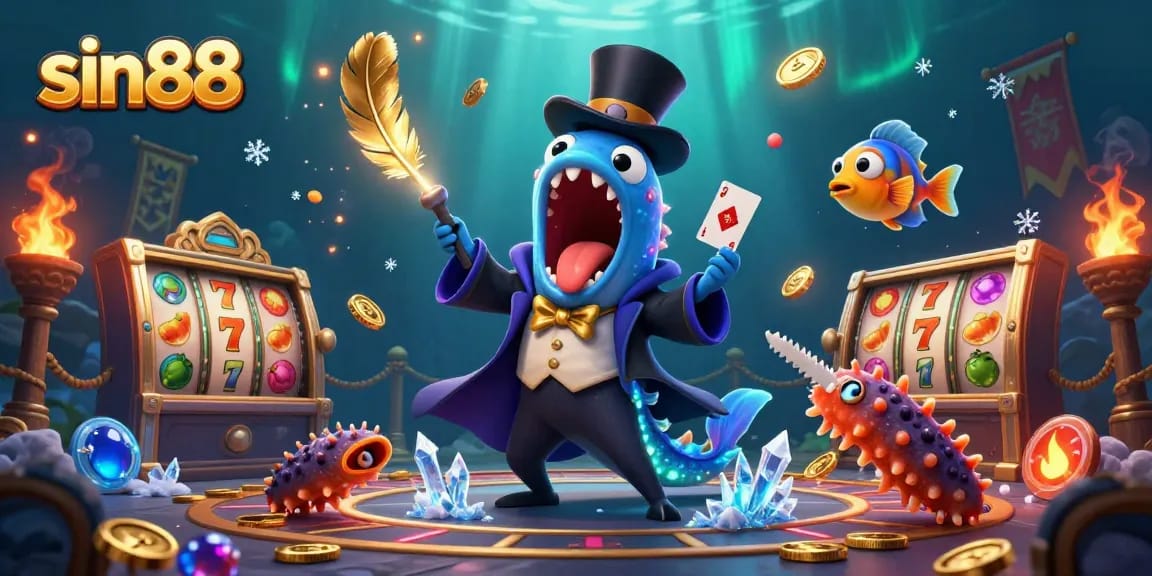 Join the gaming excitement with sin88 as the gulper eel performs dazzling card tricks!