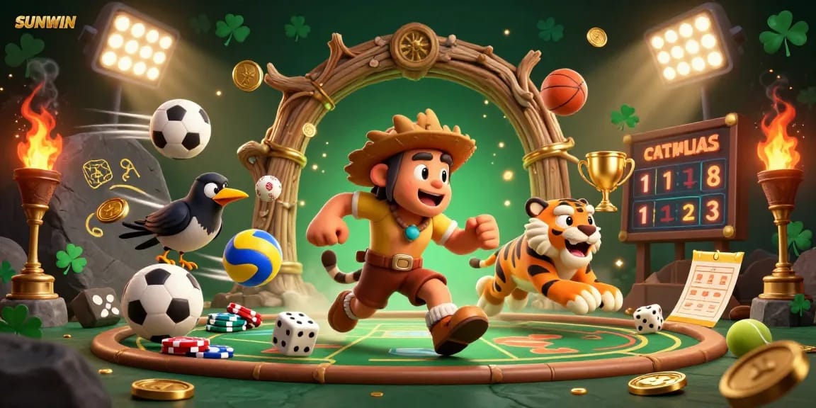 SUNWIN captivates with a dynamic prehistoric casino, featuring engaging caveman characters and vibrant gaming elements.