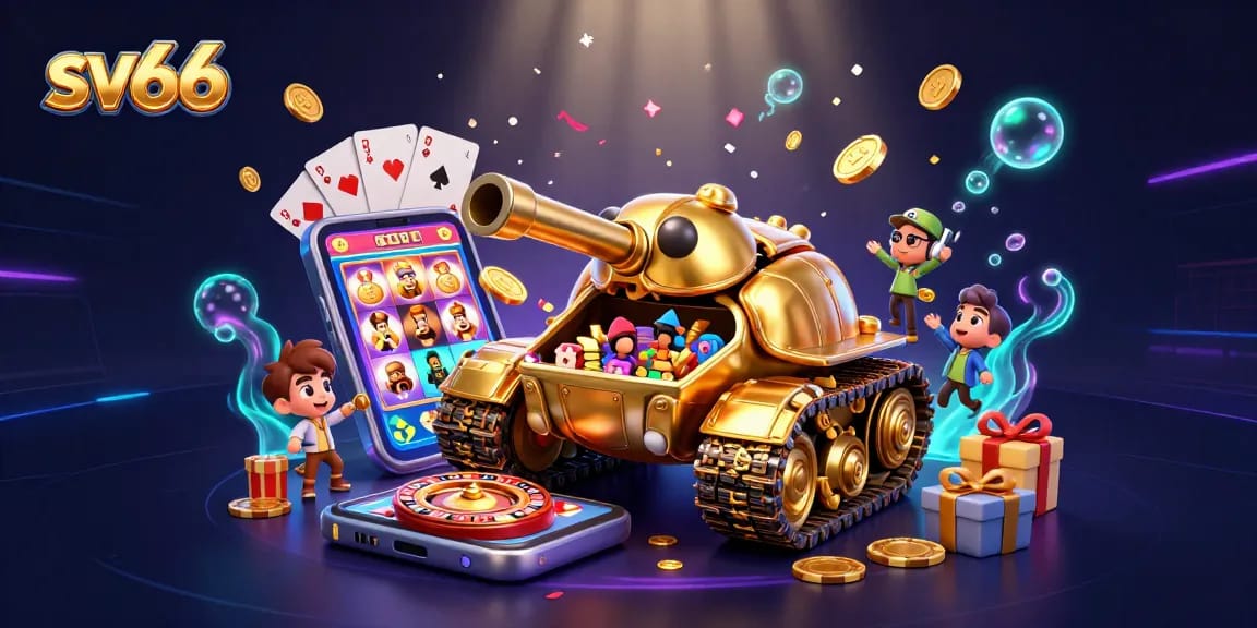 Engage in thrilling gameplay at sv66 with immersive slots and casino experiences in a vibrant illustrated scene.
